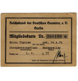 **Mitgliedskarte Berlin - Reichsbund *